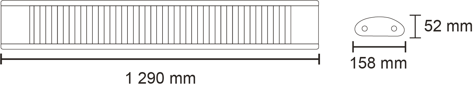 Diagrama de medidas de luminaria tipo gabinete LED S241LED-LIGHT