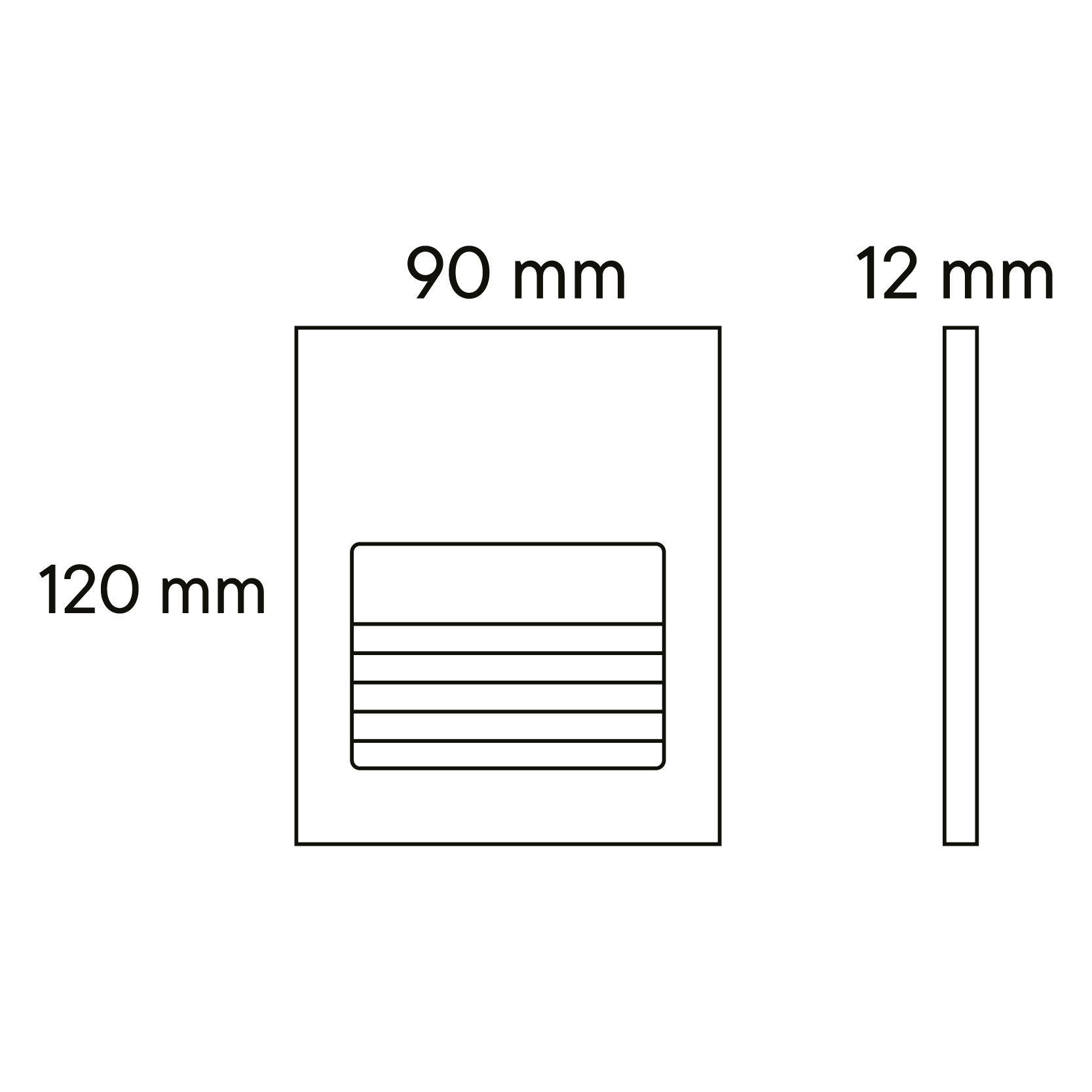 Diagrama de medidas de luminaria LED luz de cortesía STEPLIGHT-NN